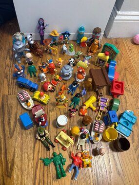 Vintage Mixed Lot Of Kids Toy Figures & Accessories - Disney Fisher-Price Sesame